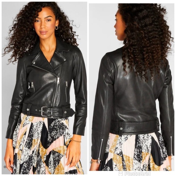 Club Monaco Leather Classic Moto Jacket in Black New with tags! - Picture 1 of 9